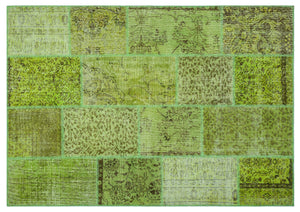 Green Over Dyed Patchwork Unique Rug 5'3'' x 7'7'' ft 160 x 230 cm