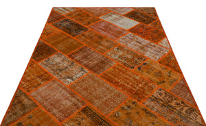 Orange Over Dyed Patchwork Unique Rug 5'3'' x 7'7'' ft 160 x 230 cm