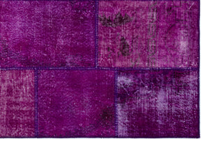 Purple Over Dyed Patchwork Unique Rug 5'3'' x 7'7'' ft 160 x 230 cm