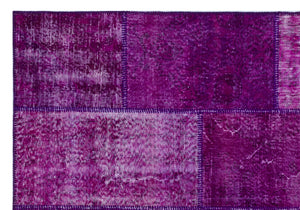Purple Over Dyed Patchwork Unique Rug 5'3'' x 7'7'' ft 160 x 230 cm
