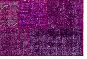 Fuchsia Over Dyed Patchwork Unique Rug 3'11'' x 5'11'' ft 120 x 180 cm