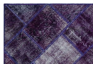 Purple Over Dyed Patchwork Unique Rug 3'11'' x 5'11'' ft 120 x 180 cm