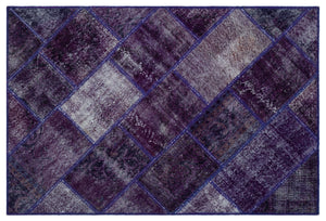 Purple Over Dyed Patchwork Unique Rug 3'11'' x 5'11'' ft 120 x 180 cm