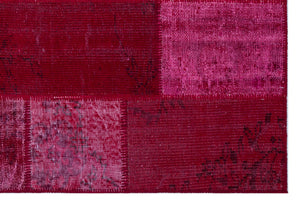 Red Over Dyed Patchwork Unique Rug 3'11'' x 5'11'' ft 120 x 180 cm