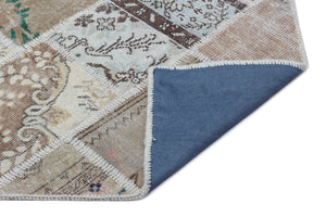 Beige Over Dyed Patchwork Unique Rug 3'11'' x 5'11'' ft 120 x 180 cm