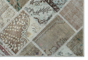 Beige Over Dyed Patchwork Unique Rug 3'11'' x 5'11'' ft 120 x 180 cm