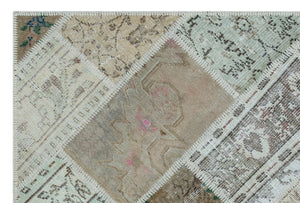 Beige Over Dyed Patchwork Unique Rug 3'11'' x 5'11'' ft 120 x 180 cm