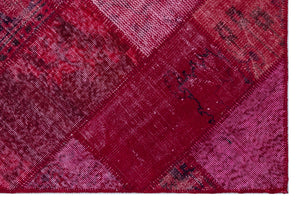 Red Over Dyed Patchwork Unique Rug 3'11'' x 5'11'' ft 120 x 180 cm