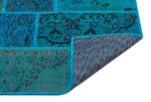 Turquoise Over Dyed Patchwork Unique Rug 3'11'' x 5'11'' ft 120 x 180 cm
