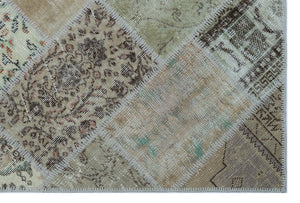 Beige Over Dyed Patchwork Unique Rug 3'11'' x 5'11'' ft 120 x 180 cm