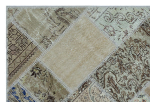 Beige Over Dyed Patchwork Unique Rug 3'11'' x 5'11'' ft 120 x 180 cm