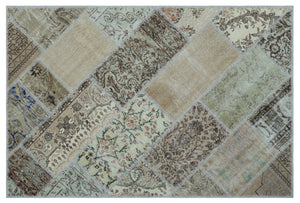 Beige Over Dyed Patchwork Unique Rug 3'11'' x 5'11'' ft 120 x 180 cm