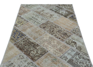 Beige Over Dyed Patchwork Unique Rug 3'11'' x 5'11'' ft 120 x 180 cm