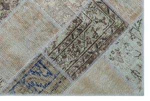 Beige Over Dyed Patchwork Unique Rug 3'11'' x 5'11'' ft 120 x 180 cm