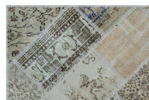 Beige Over Dyed Patchwork Unique Rug 3'11'' x 5'11'' ft 120 x 180 cm
