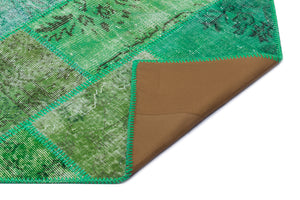 Green Over Dyed Patchwork Unique Rug 3'11'' x 5'11'' ft 120 x 180 cm
