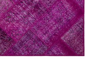 Fuchsia Over Dyed Patchwork Unique Rug 3'11'' x 5'11'' ft 120 x 180 cm