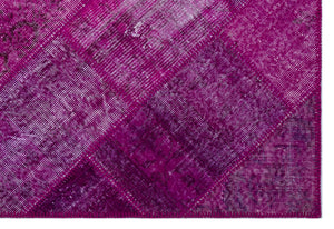 Fuchsia Over Dyed Patchwork Unique Rug 3'11'' x 5'11'' ft 120 x 180 cm