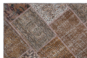 Brown Over Dyed Patchwork Unique Rug 3'11'' x 5'11'' ft 120 x 180 cm