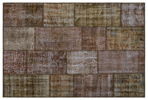 Brown Over Dyed Patchwork Unique Rug 3'11'' x 5'11'' ft 120 x 180 cm