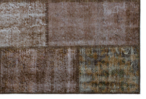 Brown Over Dyed Patchwork Unique Rug 3'11'' x 5'11'' ft 120 x 180 cm