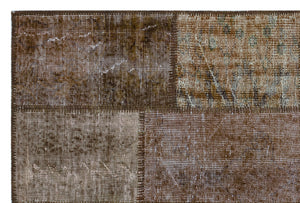Brown Over Dyed Patchwork Unique Rug 3'11'' x 5'11'' ft 120 x 180 cm