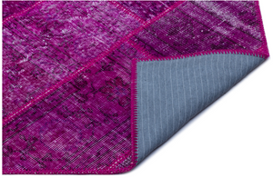Fuchsia Over Dyed Patchwork Unique Rug 3'11'' x 5'11'' ft 120 x 180 cm