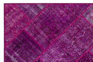 Fuchsia Over Dyed Patchwork Unique Rug 3'11'' x 5'11'' ft 120 x 180 cm