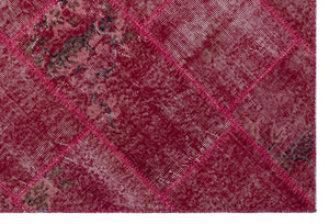 Red Over Dyed Patchwork Unique Rug 3'11'' x 5'11'' ft 120 x 180 cm