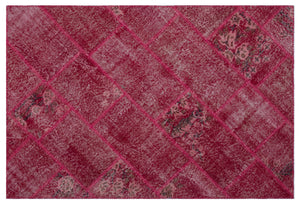 Red Over Dyed Patchwork Unique Rug 3'11'' x 5'11'' ft 120 x 180 cm