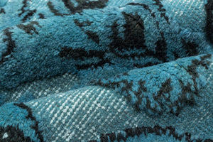 Turquoise Over Dyed Carved Rug 5'8'' x 8'12'' ft 172 x 274 cm