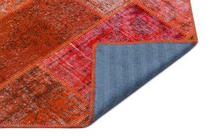 Red Over Dyed Patchwork Unique Rug 3'11'' x 5'11'' ft 120 x 180 cm