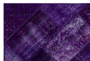 Purple Over Dyed Patchwork Unique Rug 3'11'' x 5'11'' ft 120 x 180 cm
