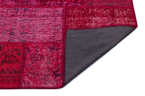 Red Over Dyed Patchwork Unique Rug 3'11'' x 5'11'' ft 120 x 180 cm