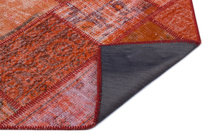 Red Over Dyed Patchwork Unique Rug 2'8'' x 4'11'' ft 82 x 151 cm