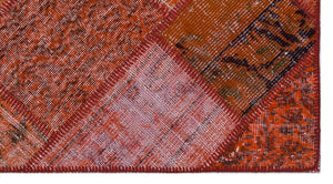 Red Over Dyed Patchwork Unique Rug 2'8'' x 4'11'' ft 82 x 151 cm