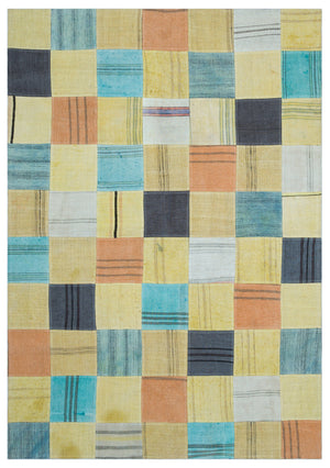 Mixed Over Dyed Kilim Patchwork Unique Rug 5'4'' x 7'8'' ft 162 x 234 cm