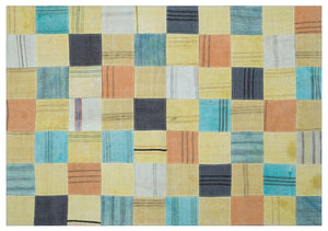 Mixed Over Dyed Kilim Patchwork Unique Rug 5'4'' x 7'8'' ft 162 x 234 cm