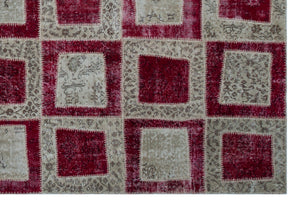 Red Over Dyed Patchwork Unique Rug 6'3'' x 9'3'' ft 191 x 281 cm