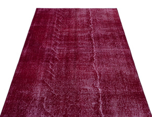Fuchsia Over Dyed Vintage Rug 3'11'' x 6'4'' ft 119 x 194 cm