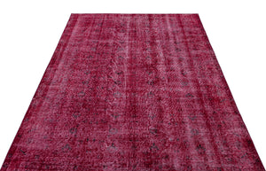 Fuchsia Over Dyed Vintage Rug 5'3'' x 8'3'' ft 161 x 252 cm