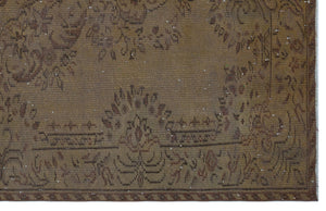 Brown Over Dyed Vintage Rug 5'6'' x 8'6'' ft 168 x 258 cm