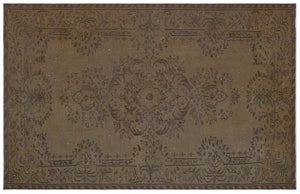 Brown Over Dyed Vintage Rug 5'6'' x 8'6'' ft 168 x 258 cm