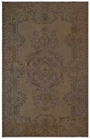Brown Over Dyed Vintage Rug 5'6'' x 8'6'' ft 168 x 258 cm