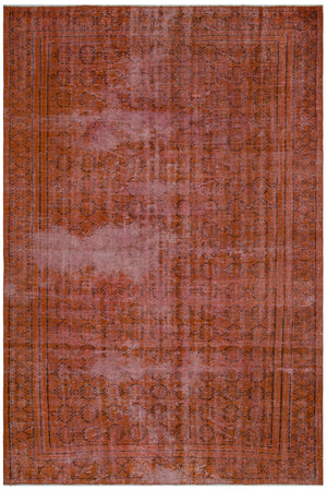 Orange Over Dyed Vintage Rug 6'0'' x 8'10'' ft 183 x 270 cm