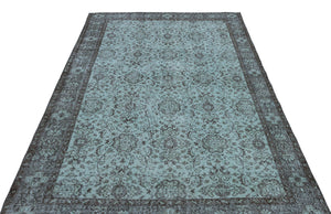 Blue Over Dyed Vintage Rug 5'8'' x 9'1'' ft 172 x 276 cm