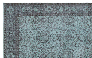 Blue Over Dyed Vintage Rug 5'8'' x 9'1'' ft 172 x 276 cm