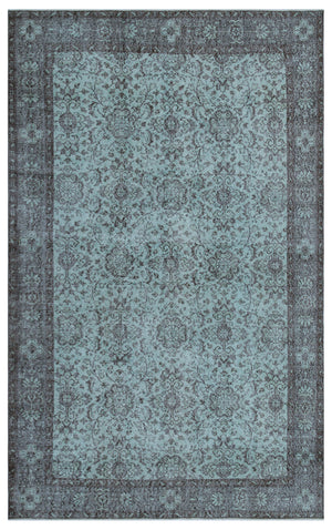 Blue Over Dyed Vintage Rug 5'8'' x 9'1'' ft 172 x 276 cm