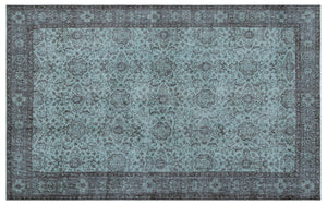 Blue Over Dyed Vintage Rug 5'8'' x 9'1'' ft 172 x 276 cm