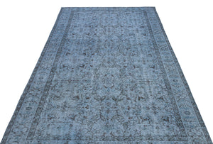 Blue Over Dyed Vintage Rug 5'5'' x 9'7'' ft 166 x 292 cm